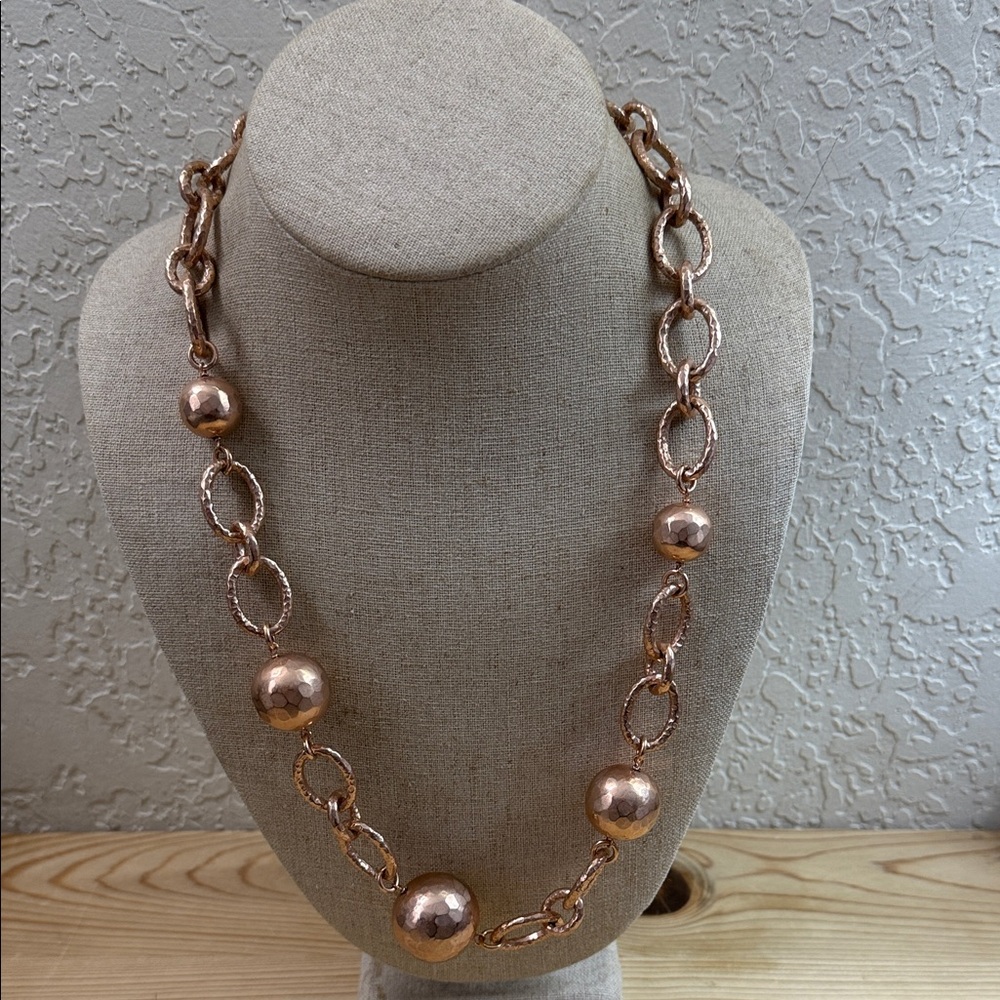 BRONZALLURE Bronze Chain and Hammered Ball Necklace Italy